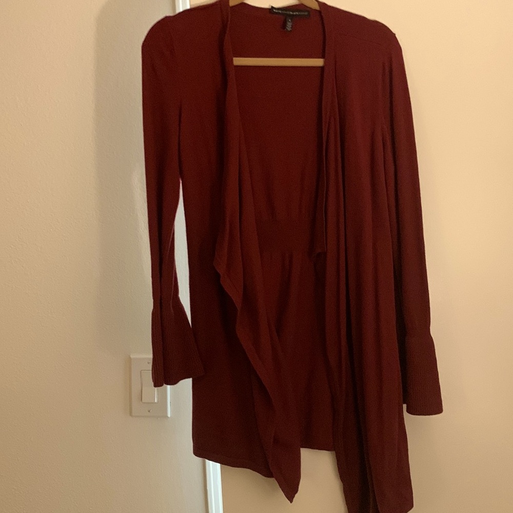 Open front handkerchief hem sweater